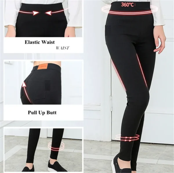 Women Stretchy Skinny Jeans for Short Petite Pull-On Casual Ease Comfort Tummy Control 3XS XXS 2XL 3XL Plus Black Stretch Pants - Image 5