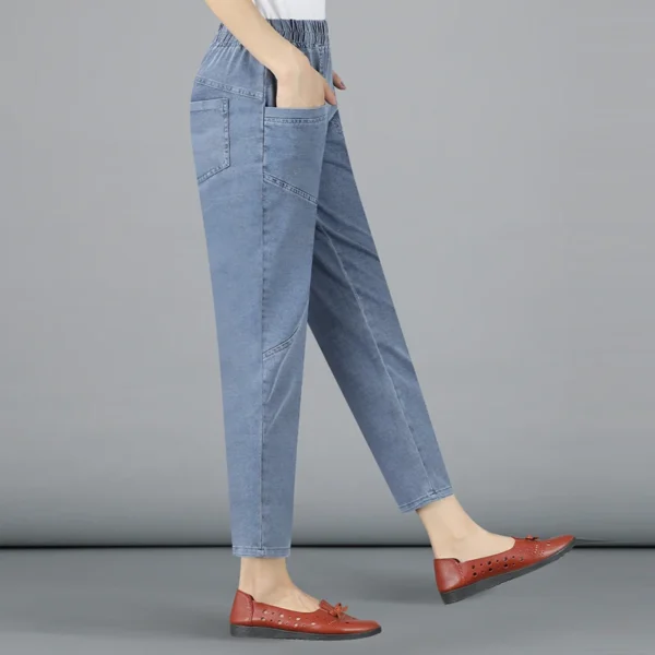 Women Plus Size 4xl Casual Denim Ankle-length Pants Vintage Mom Baggy Vaqueros Elastic High Waist Spring Summer Harem Jeans - Image 5