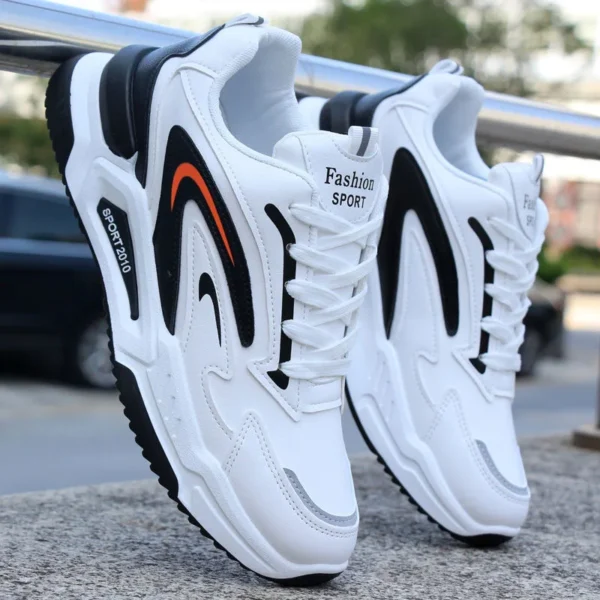 2024 New Men's Leather Sports Shoes Fashionable and Comfortable Casual Men's Shoes Outdoor Anti slip Running Shoes - Image 4