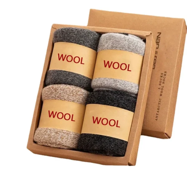 2Pairs/Men's Socks Super Thick Wool High Quality Merino Wool Socks Business Fall Winter Comfortable Mid-leg Socks Large Size Men