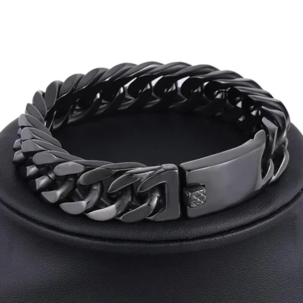 Fashion Black Cuban Chain Bracelet Stainless Steel Bracelet Hip Hop Bracelets for Men Jewelry Party Anniversary Gift Wholesale - Image 4