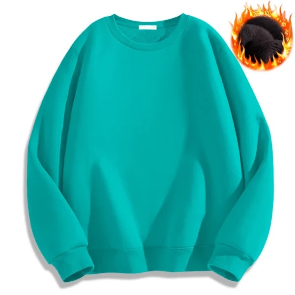 Solid Color Hoodies Versatile Simplicity Sweatshirt Round Neck Hoodie Autumn Winter Warm Pullover Unisex Tops Mens Clothing - Image 3