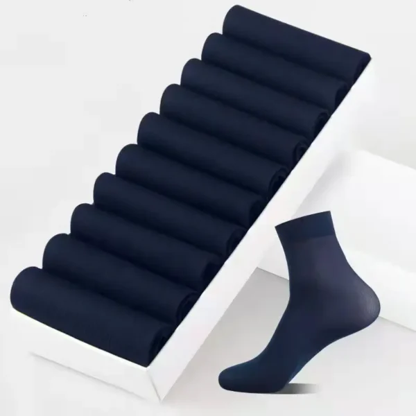 40pcs Breathable Socks for Men Summer Ultra-thin Stripe Ice Silk Cool Socks Antibacterial Business Men Bamboo Fiber Long Socks - Image 4