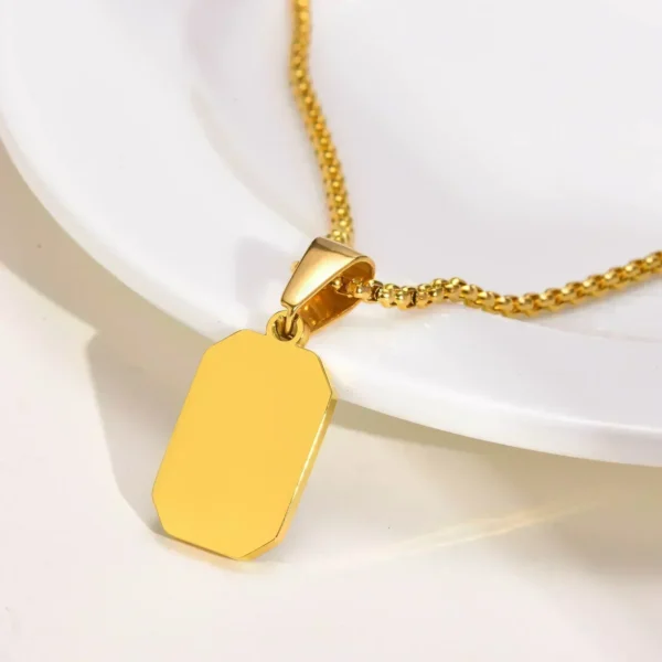 2025 Gold Color Mens Geometric Square Necklaces for Men Black Enamel Rectangle Pendant Chain Men's Necklaces Jewelry - Image 6