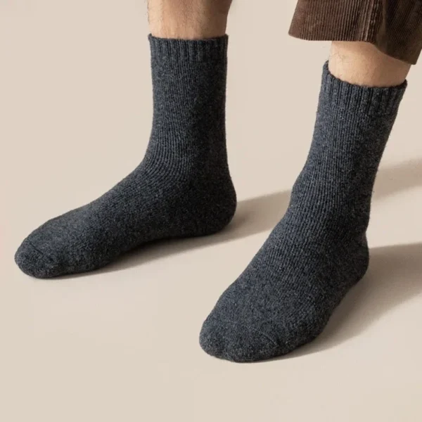 2Pairs/Men's Socks Super Thick Wool High Quality Merino Wool Socks Business Fall Winter Comfortable Mid-leg Socks Large Size Men - Image 4