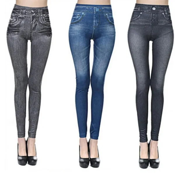 Pants Denim Women Jeans Multi Pockets High Waist Jeans Print Stretch Pencil Pants Women Casual Pants All-match Bottoming Pants - Image 2