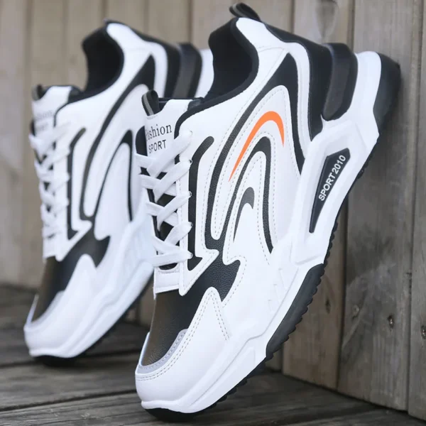 2024 New Men's Leather Sports Shoes Fashionable and Comfortable Casual Men's Shoes Outdoor Anti slip Running Shoes - Image 2