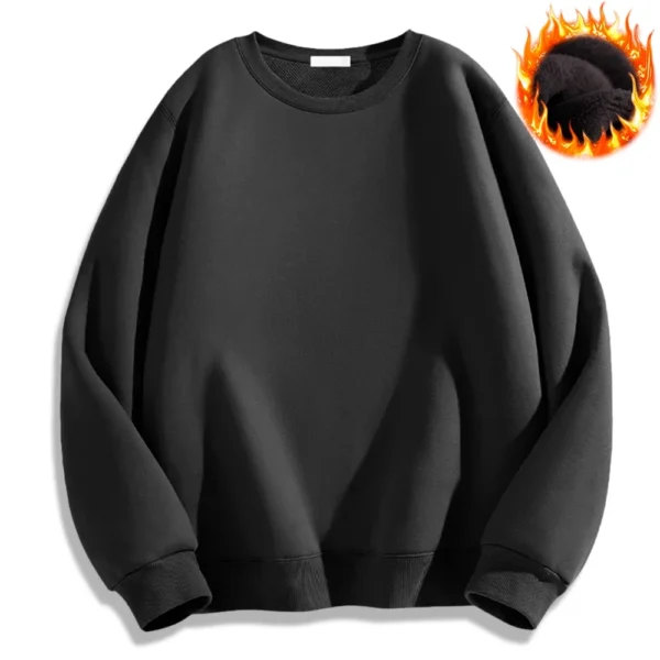 Solid Color Hoodies Versatile Simplicity Sweatshirt Round Neck Hoodie Autumn Winter Warm Pullover Unisex Tops Mens Clothing - Image 2