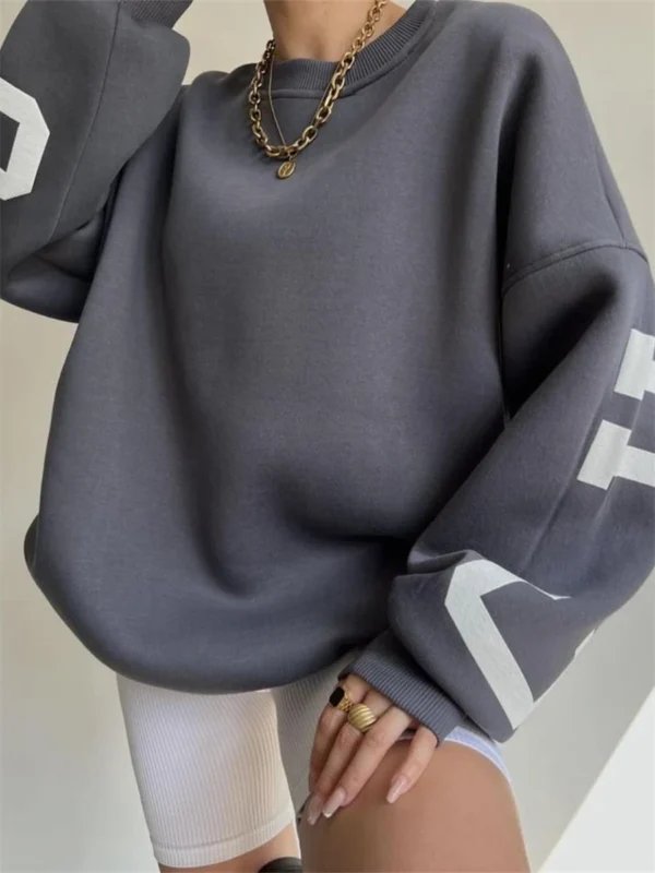 wsevypo Back Letters Print Oversized Sweatshirts Women Casual Thickened Warm Pullovers Long Sleeve Tops Autumn Winter Streetwear - Image 5
