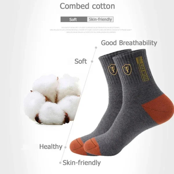 5/10pairs Breathable Cotton Sport Stockings Men Bamboo Fiber Autumn and Winter Men Socks Sweat Absorption Deodorant Business Sox - Image 4