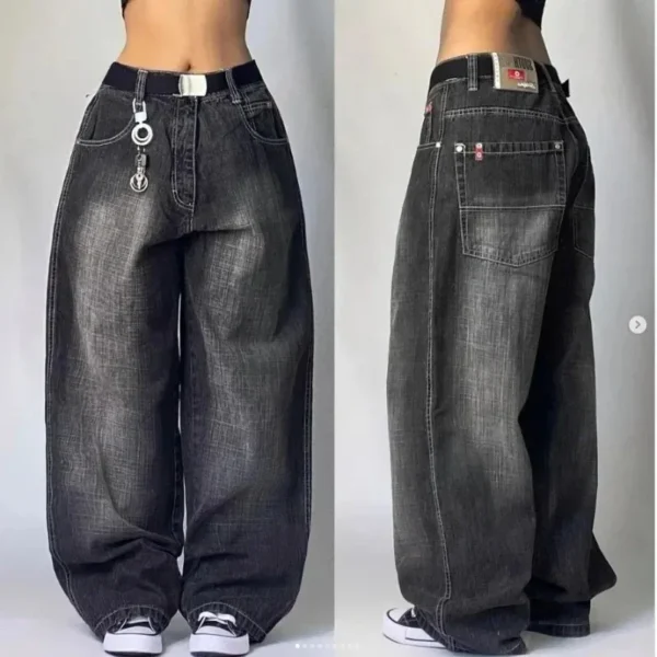 2024 American New Fashion Multi-pocket Washed Baggy Jeans Women Y2K Harajuku Vintage Hip Hop High Waist Casual Wide Leg Pants - Image 2