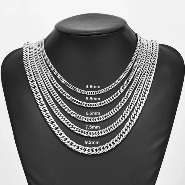 4.8mm/5.8mm/6.6mm/7.5mm/9.2mm Stainless Steel Cuban Link Chains Classic Men Boy Curb Chunky Necklace 14 to 30 Inches - Image 5